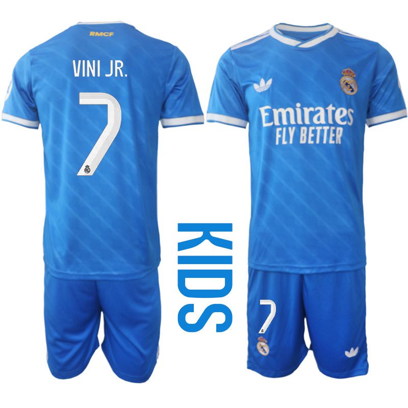 Youth 2025-2026 Club Real Madrid away blue #7 Soccer Jersey1->youth soccer jersey->Youth Jersey